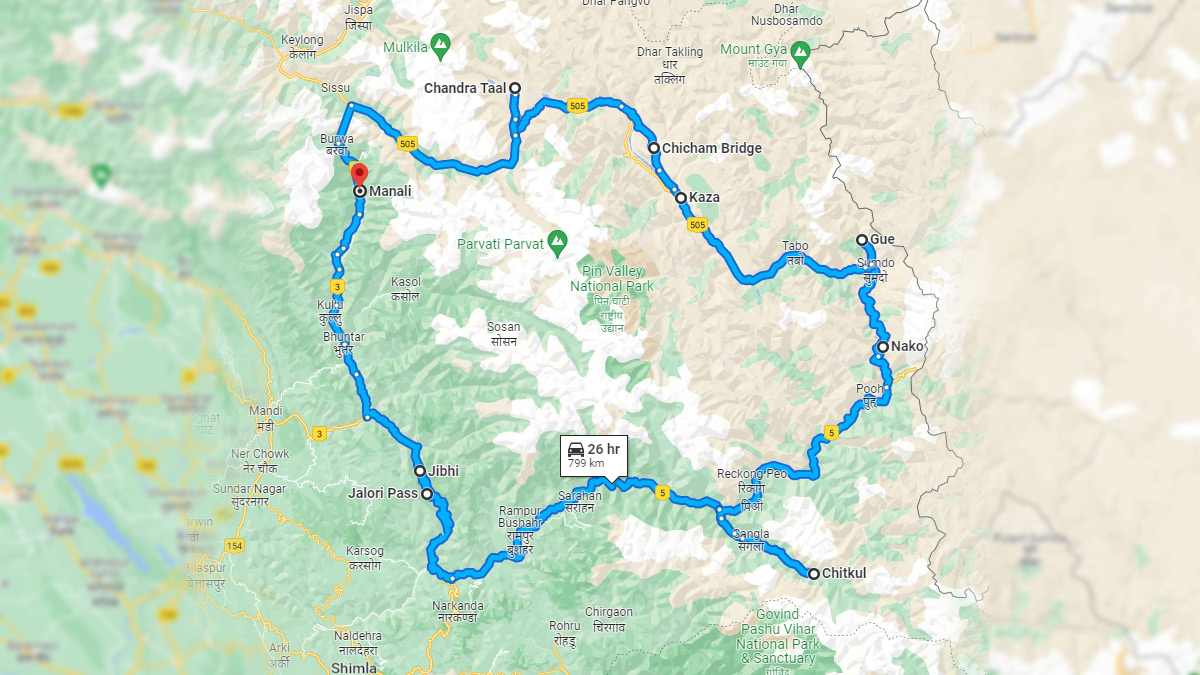 spiti-valley-manali-to-manali map