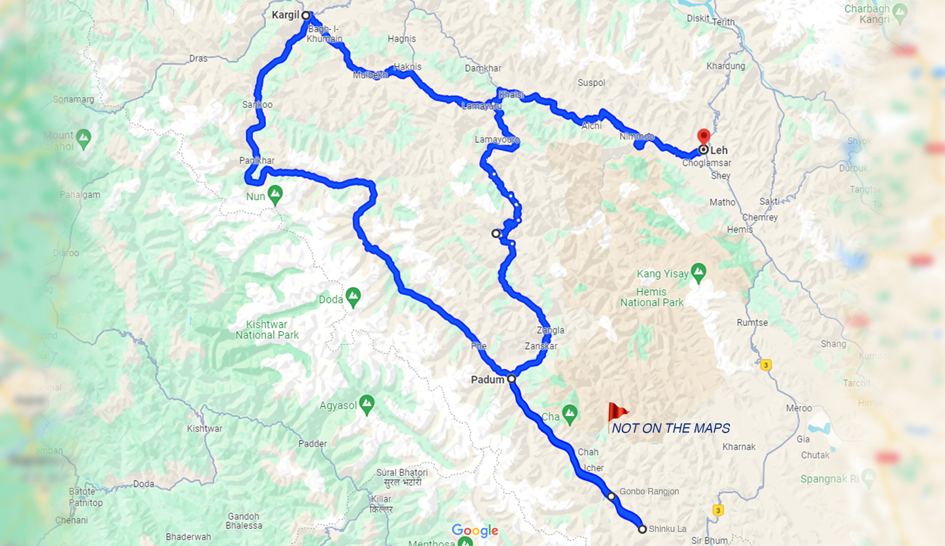 zanskar bike route-map